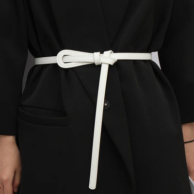 Slim Knot Belt for Women with Tailored Look Finish - White