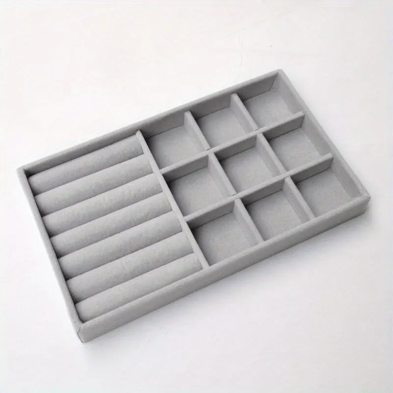 Velvet Jewellery Display Tray with Compartments