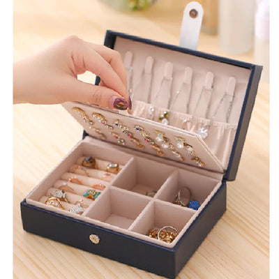 Jewelry Box Two Layer Flip Case For Travel And Home - WO2MEN