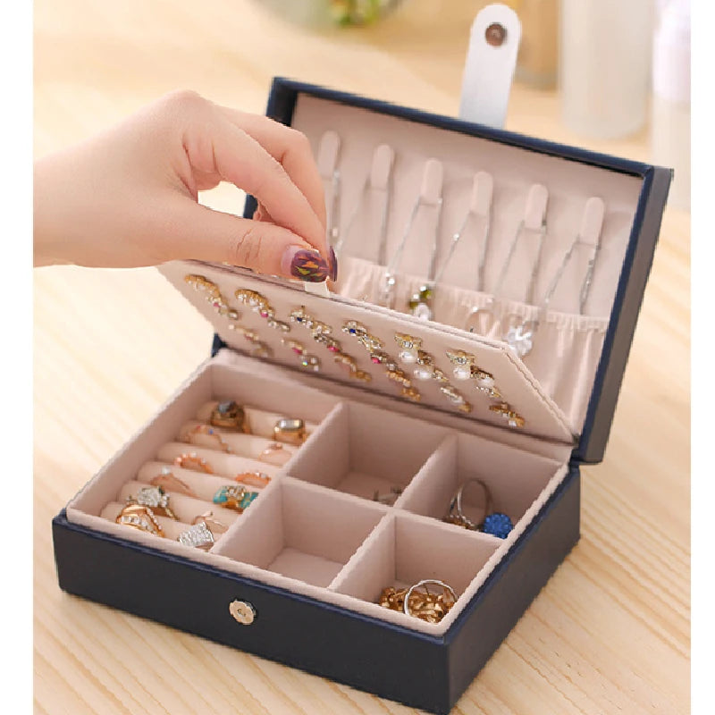 Double Layer Jewelry Box With Flap Lid Travel Organizer