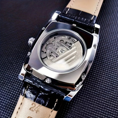 Watch Tourbillon Skeleton Dial Square Case Line Design - WO2MEN