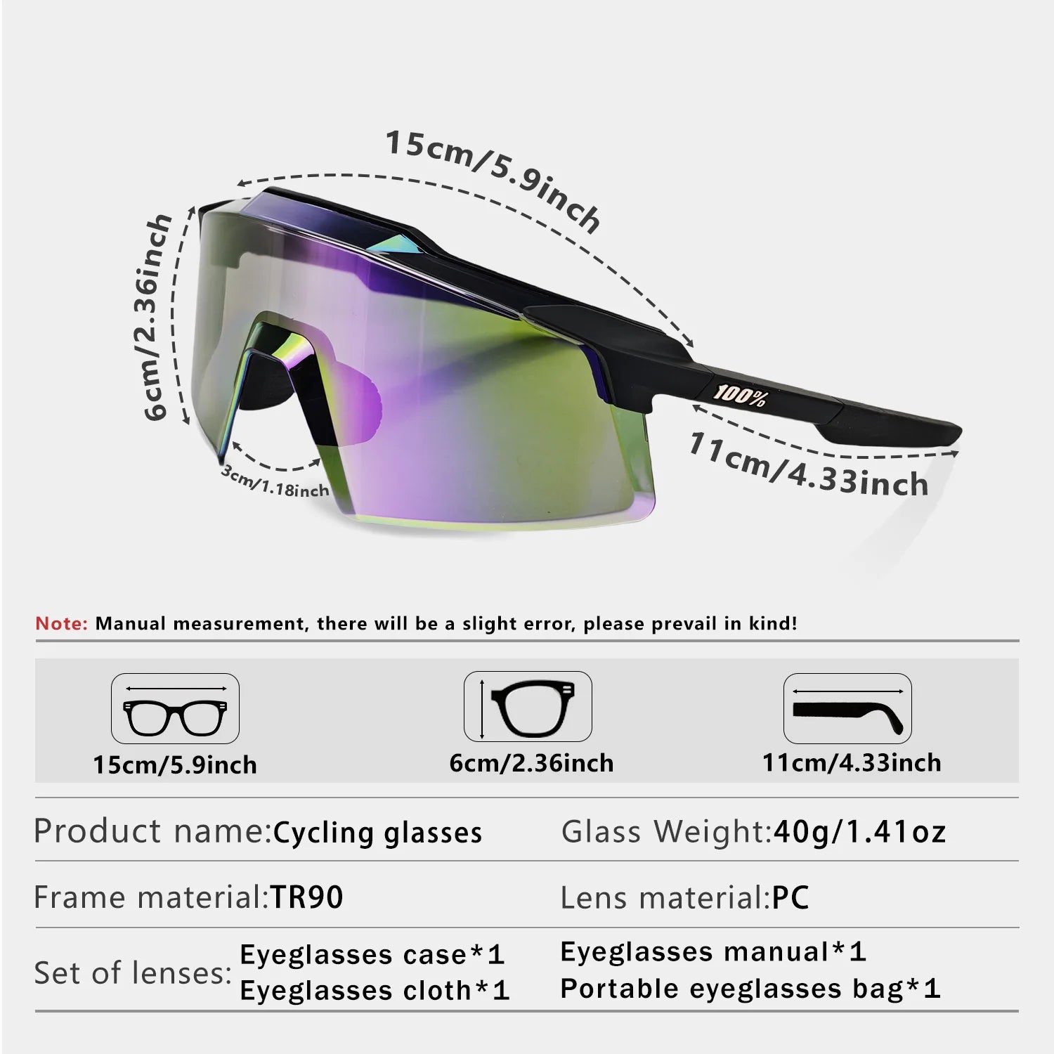 Cycling Sunglasses UV400 Protection with Mirrored Lens