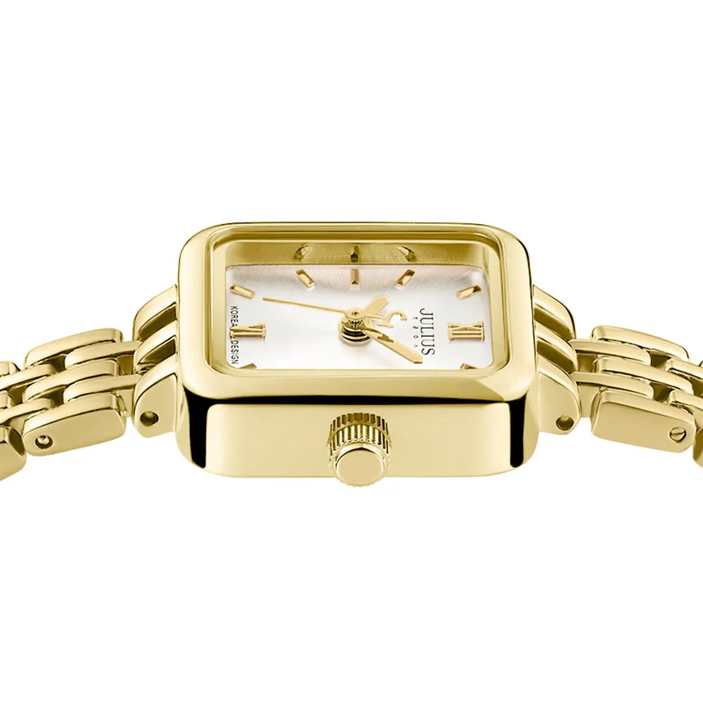 Womens Watch Dual Layer Dial Square Case Elegant