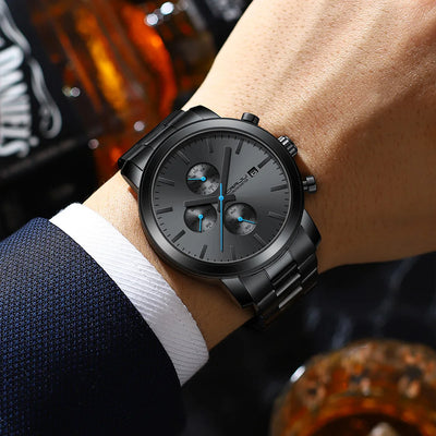 Monolithic Chronograph Dial Wristwatch with Date Window