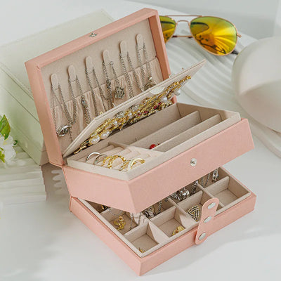 PU Leather Jewellery Storage Box with Ring Compartments