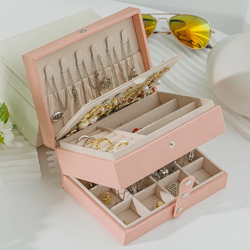 PU Leather Jewellery Storage Box with Ring Compartments