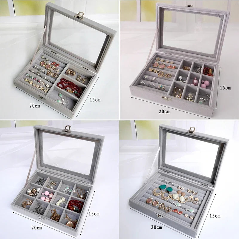 Refined Jewelry Display Organizer Box with Clear Lid - WO2MEN