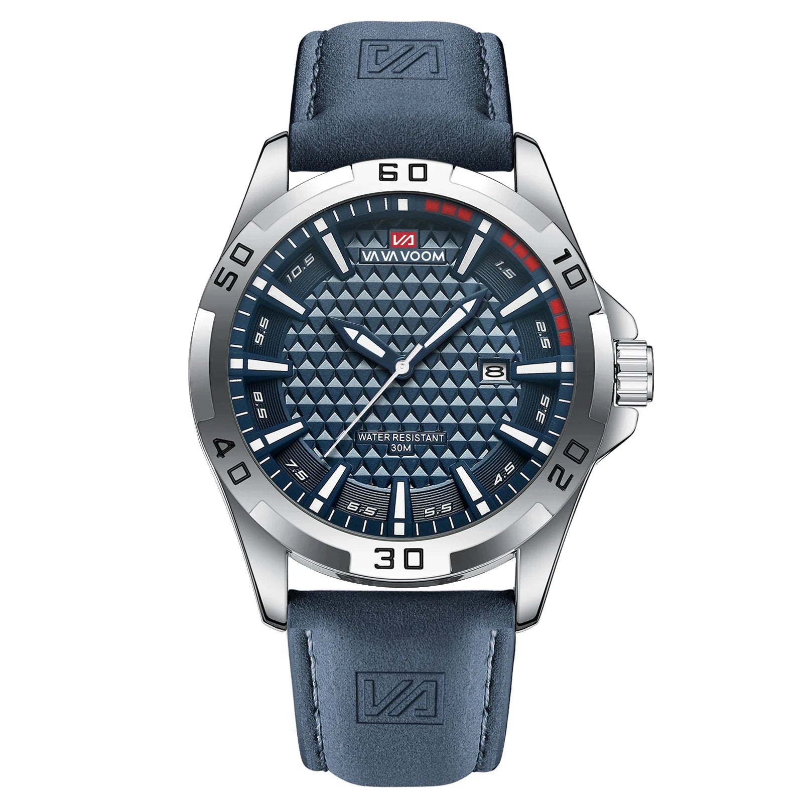 Military Style Quartz Watch With Geometric Dial Texture