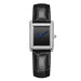 Rectangular Quartz Watch with Leather Strap Timeless - Silver Black
