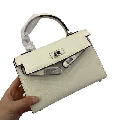 Patchwork Lock Crossbody Bag With Structured Handle