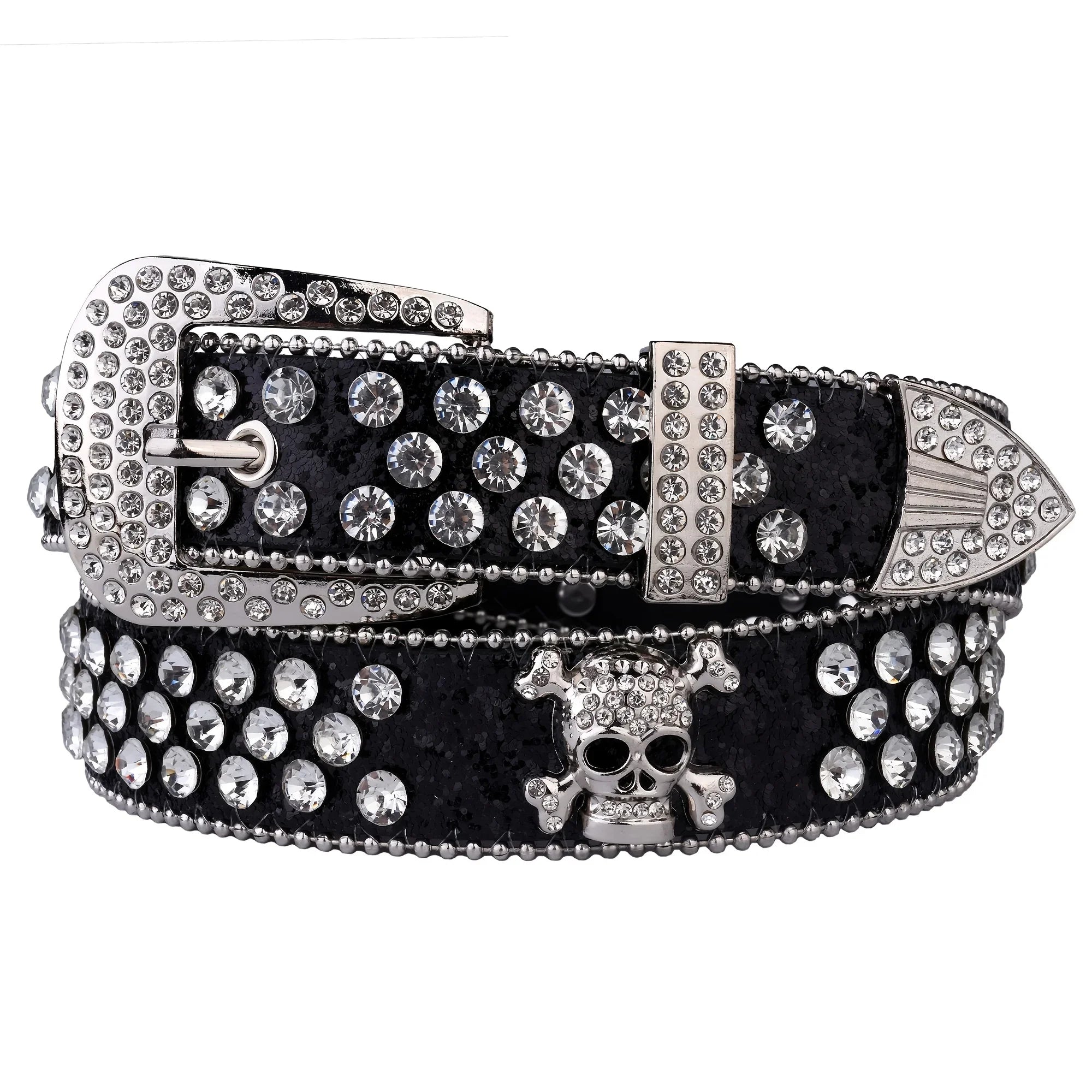Rhinestone Skull Belt Western Cowgirl with Buckle