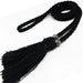 Women Braided Tassel Belt Knot Decorated Waist Rope - Black