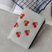 Cherry Embroidered Slim Wallet with Zip and Card Slots - Grey