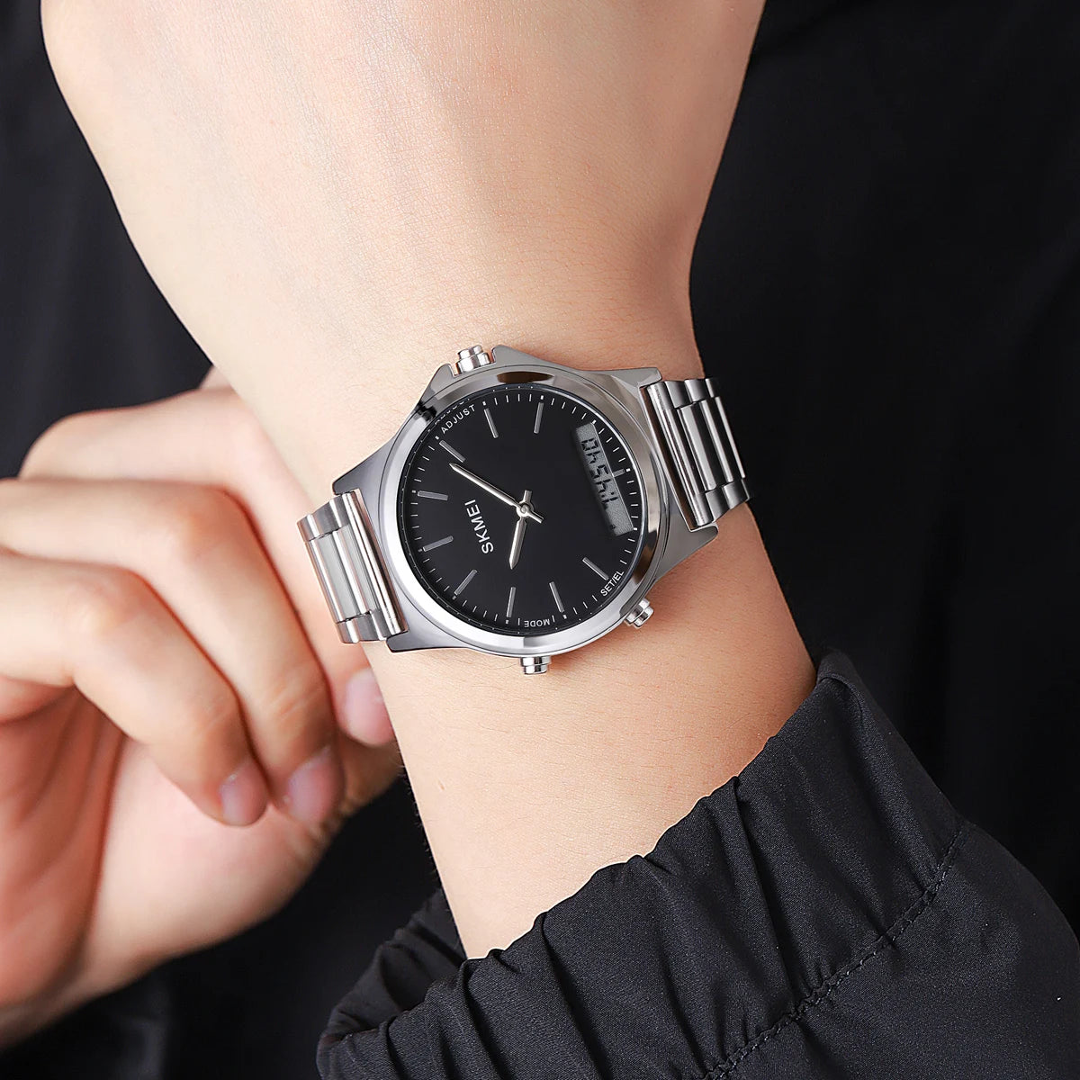 Chronograph Watch with Analog Digital Display
