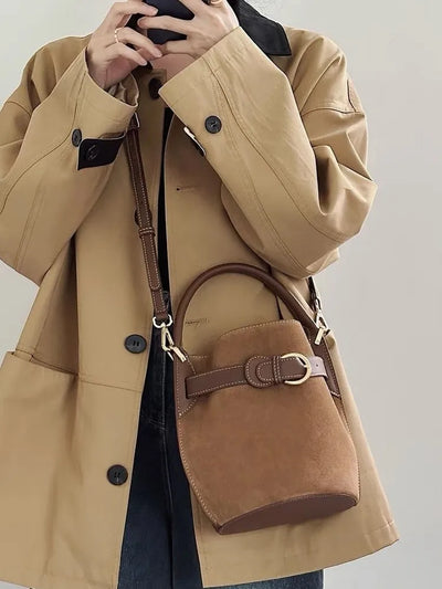 Bucket Bag with Belted Straps and Refined Silhouette - WO2MEN
