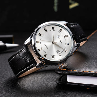 Quartz Wristwatch with Date Window Business Style