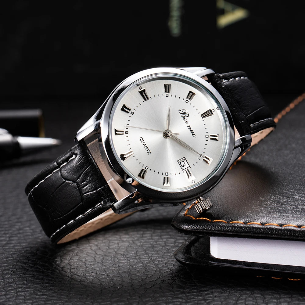 Quartz Wristwatch with Date Window Business Style