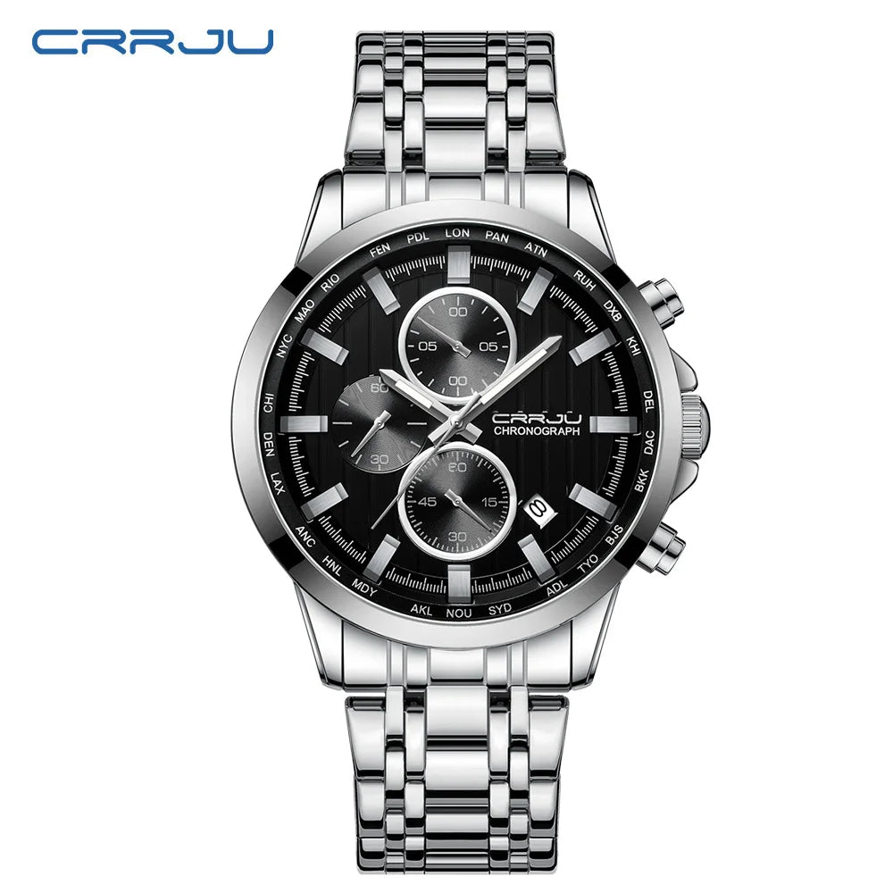 Global Quartz Chronograph Watch With World Time Dial