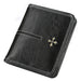 Wallet Compact Zipper Card Holder with Cross Emblem - Black