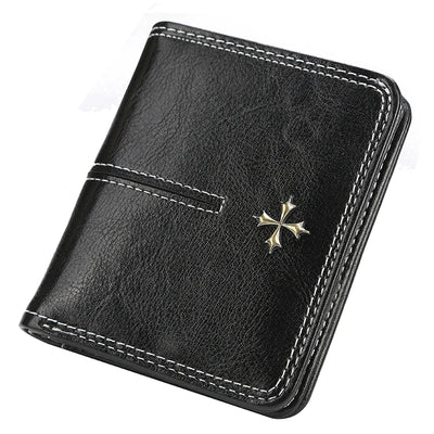 Wallet Compact Zipper Card Holder with Cross Emblem - WO2MEN