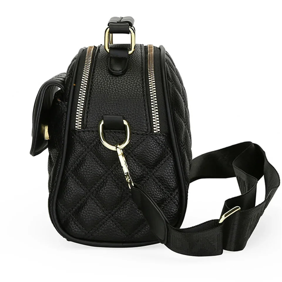 Quilted Microfiber Leather Crossbody Bag Embossed