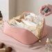 Silk Soft Cosmetic Organizer Case for Travel and Beauty - Pink