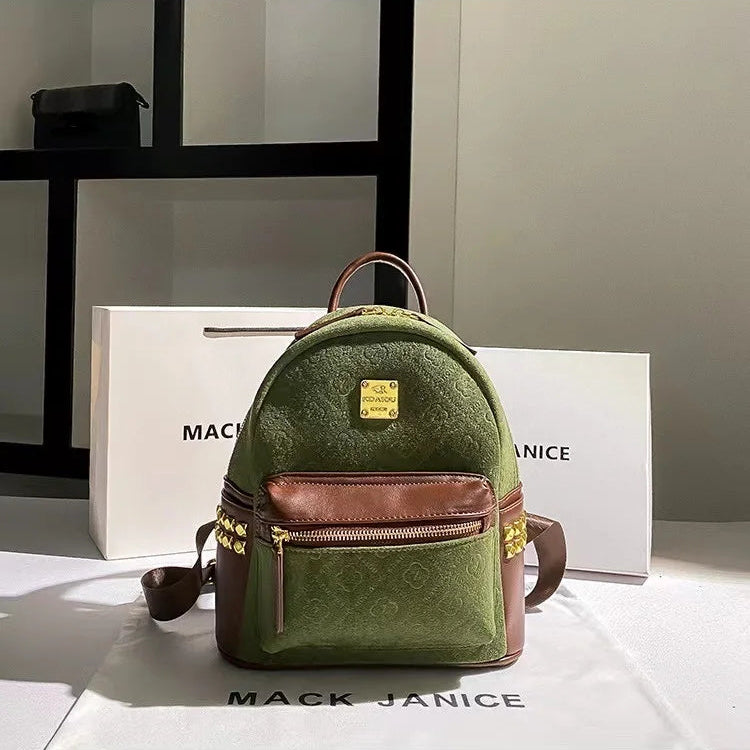 Backpack With Autumn Floral Panels and Buckle Accents - WO2MEN