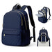 Quilted Backpack with Laptop Compartment Multi Pockets - Dark Blue