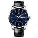 Luminous Wristwatch with Day and Date Crystal Markers - Silver Blue