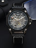Wristwatch Skeleton Automatic with Leather Strap - Black