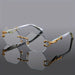 Geometric Leopard Sunglasses With Ornate Gold Accents - Transparent