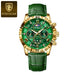 Cosmic Chronograph Timepiece With Night Sky Dial Design - Gold Green