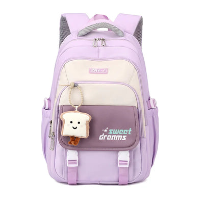 Waterproof Backpack for Kids with Front Pocket Zipper - Purple