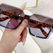 Half Frame Sunglasses With Gradient Lenses Square Form - Brown Blue