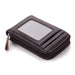 Card Wallet with Zipper And ID Window Minimal - Coffee