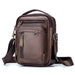 Crossbody Messenger Bag with Multiple Zippered Pockets - Darkbrown