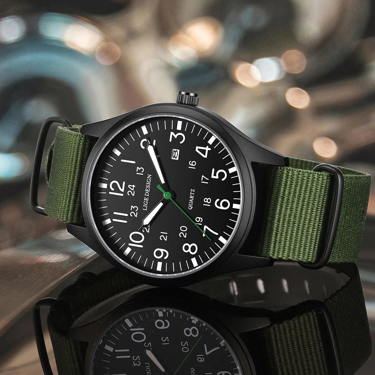 Military Style Quartz Watch with Date And Luminous