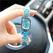 Rectangular Gemstone Bracelet Watch with Soft Crystals - Blue