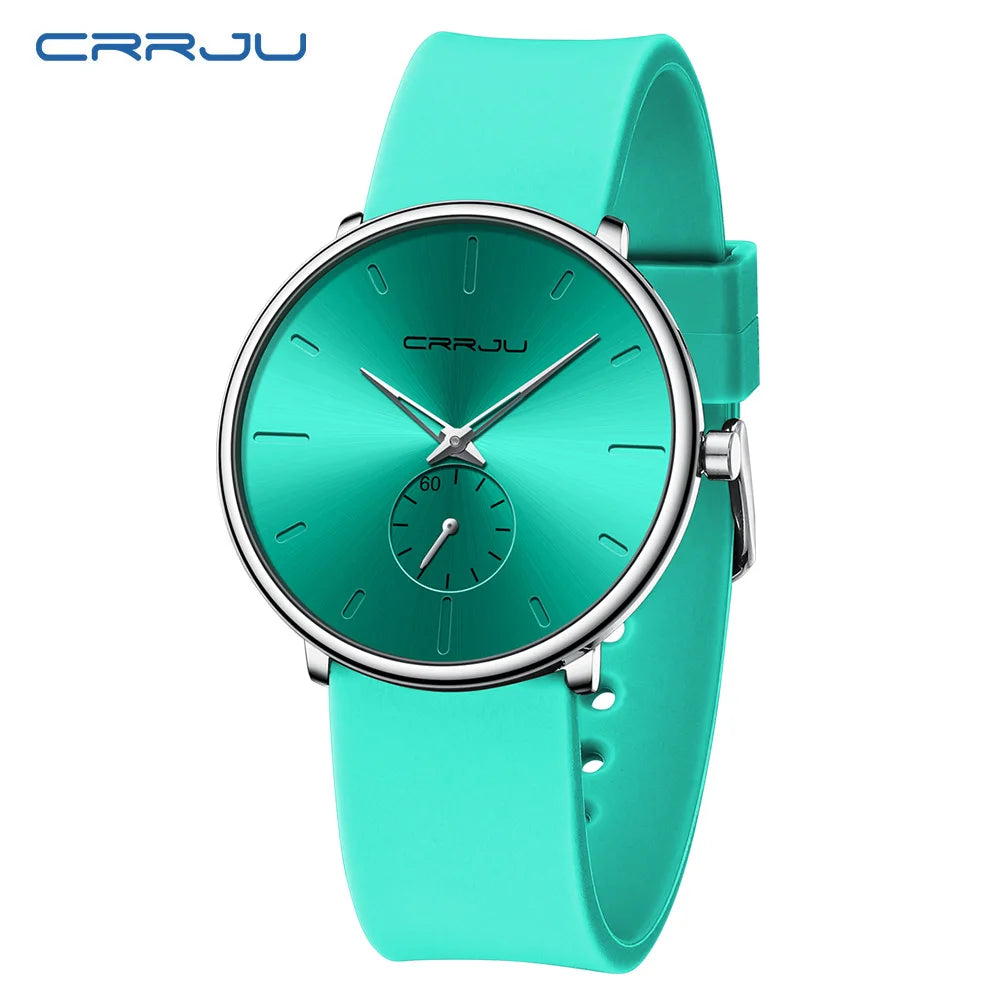 Elegant Round Quartz Watch With Sub Second Dial Aura