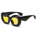 Oval UV400 Sunglasses Oversized Frame Statement - Black Yellow