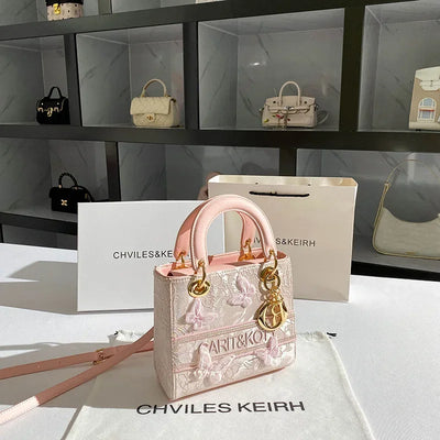 Butterfly Lace Mini Handbag with Delicate Embellishment