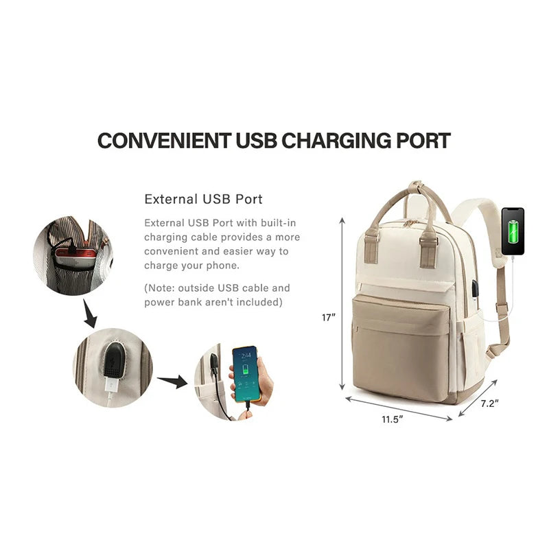 Backpack with USB Port Large Capacity Laptop Bag