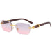 Rimless Square Sunglasses Frameless with Accent Arms - GY/PK