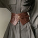 Corset Style Wide Belt with Pin Buckle Accessory - Coffee