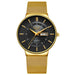 Mens Wristwatch with Date Window And Water Resistance - Gold Black