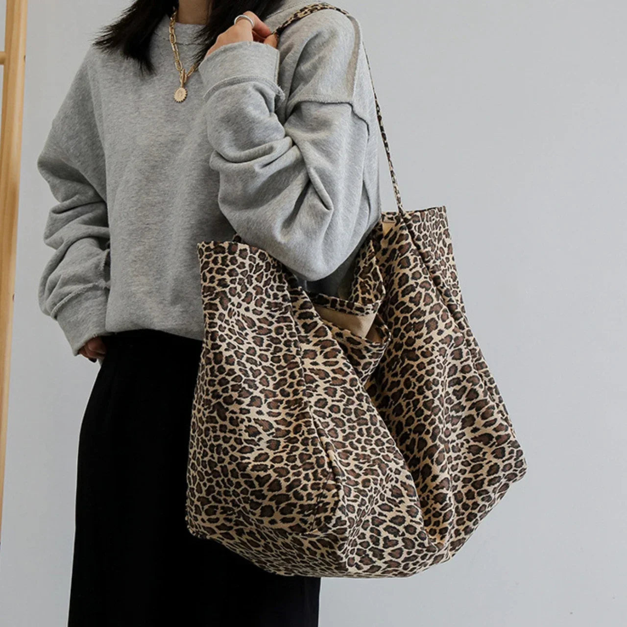 Leopard Pattern Shoulder Bag Large Capacity Tote