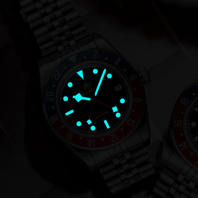 GMT Diver Watch with 200m Water Resistance Bezel