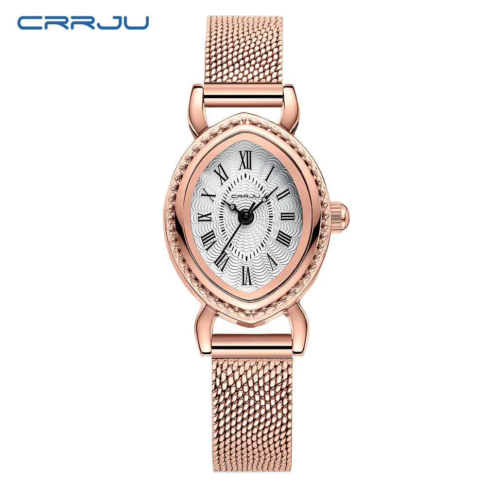 Vintage Oval Dial Mesh Delicate Bracelet Timepiece