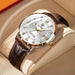 Men Watch with Luminous Dial Day Date for Formal - Rose Gold White