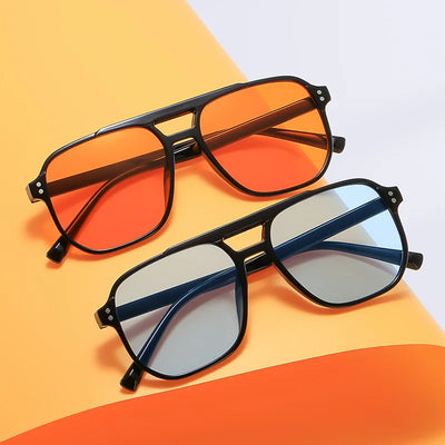 Square Sunglasses with Double Beam Frame Design